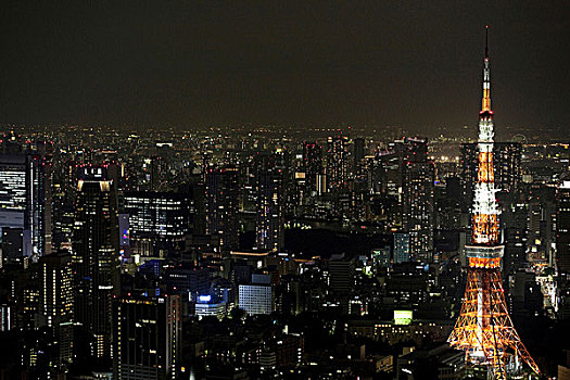 东京塔,夜晚,东京,日本,亚洲