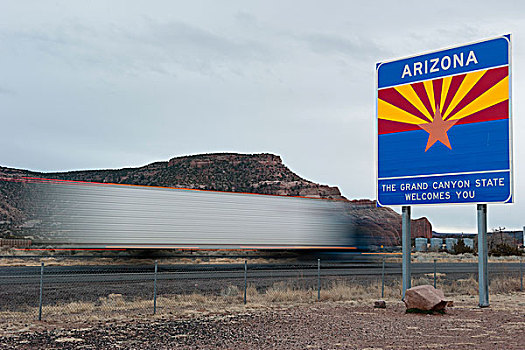 亚利桑那,欢迎标志,公路,美国