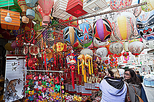 中国,香港,游客,摄影,纸灯笼,店