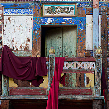 布,上方,栏杆,宫殿,布姆唐,地区,不丹