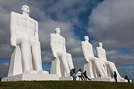 巨大,雕塑,男人,海洋,港口,丹麦,欧洲