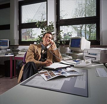 男人,书桌,办公室,计时器,商务,电脑,显示屏