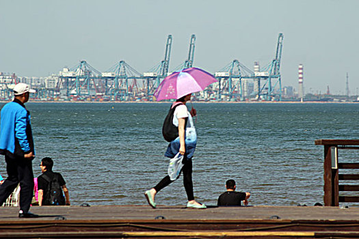 北戴河,海滩,大海,远山,建筑,码头,秦皇岛,港口