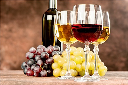 葡萄酒,杯子,葡萄
