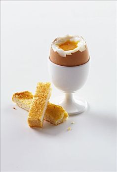 早餐鸡蛋,蛋杯,上面,片,吐司