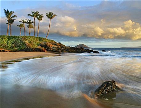 夏威夷,毛伊岛,麦肯那,秘密,海滩,日落
