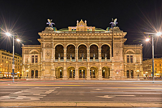 维也纳,奥地利,欧洲,歌剧院,夜晚
