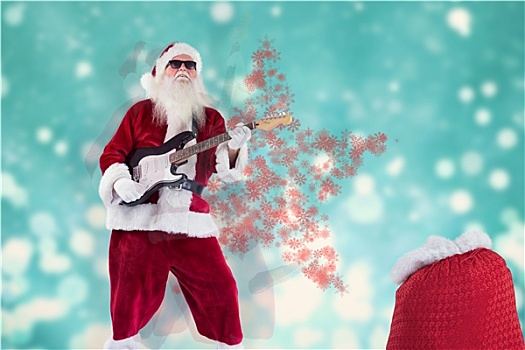 合成效果,图像,圣诞老人,吉他,墨镜