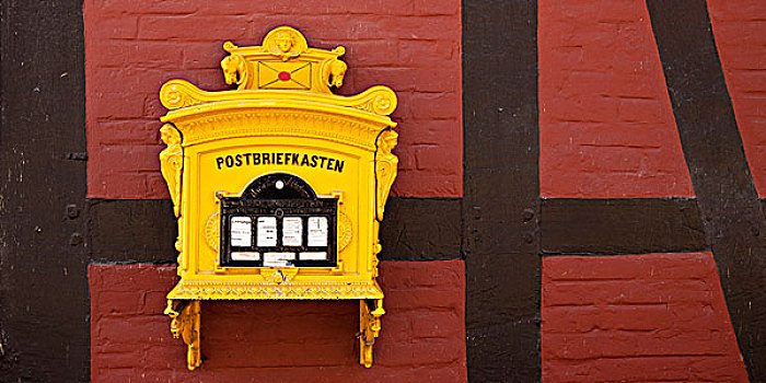 邮政,邮箱,城堡,北莱茵威斯特伐利亚,德国,欧洲
