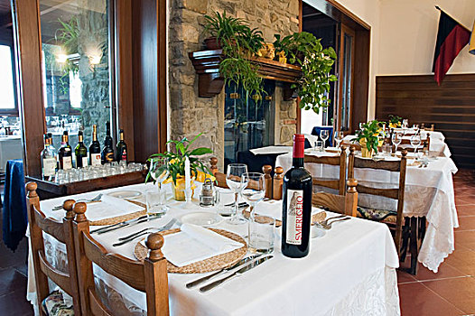 桌子,餐馆,观景楼,蒙特卡罗,托斯卡纳,意大利,欧洲