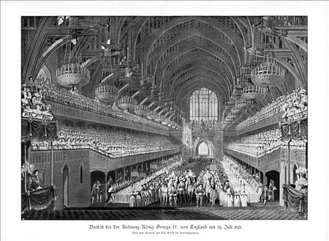 加冕,酒席,威斯敏斯特宫,伦敦,七月,19世纪,艺术家,未知