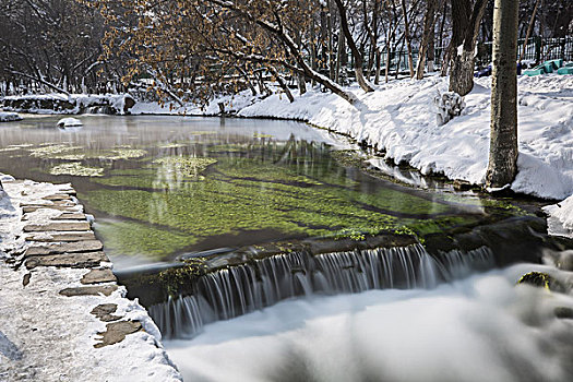 冬日雪景与流水