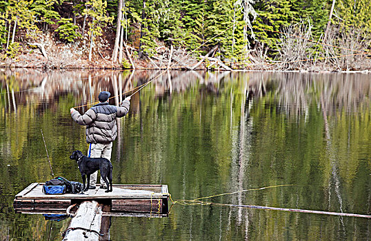 钓鱼,伐木工,湖,惠斯勒,不列颠哥伦比亚省,加拿大