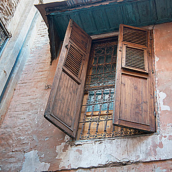仰视,窗户,房子,麦地那,马拉喀什,摩洛哥
