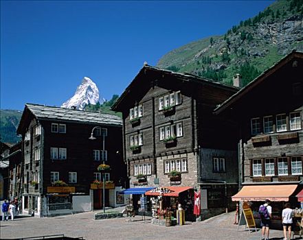 传统,木质,建筑,马塔角,策马特峰,阿尔卑斯山,瑞士