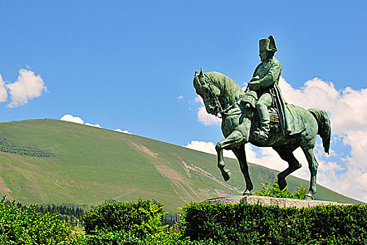骑马雕像,草原,户外,路线,伊泽尔省,隆河阿尔卑斯山省,法国,欧洲