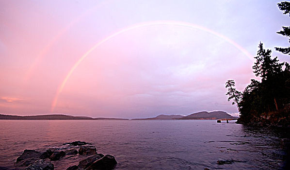 彩虹,上方,声音,岛屿,海湾群岛,温哥华岛,不列颠哥伦比亚省,加拿大