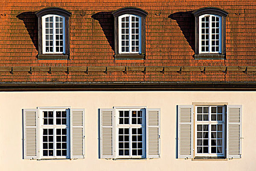 窗户,天窗,屋顶窗,孤独宫,德国,宫殿,斯图加特,巴登符腾堡,欧洲