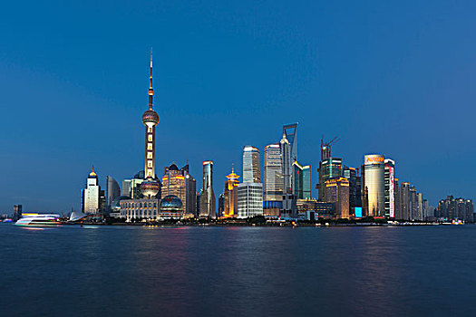 上海浦东外滩的城市夜景