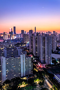 深圳城市建筑平安金融中心赛格电子大厦汉国中心夜景