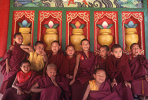 尼泊尔,加德满都,新手,僧侣,正面,寺院,博达哈大佛塔