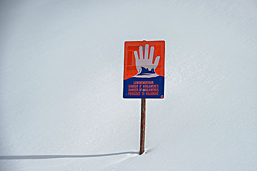 雪崩,警告标识,雪地,提洛尔,奥地利,欧洲