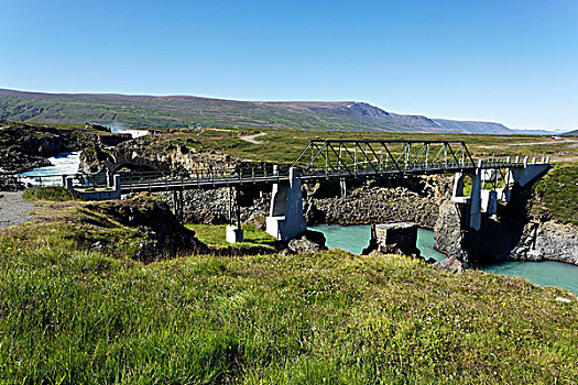 神灵瀑布,瀑布,桥,上方,河,冰岛,欧洲