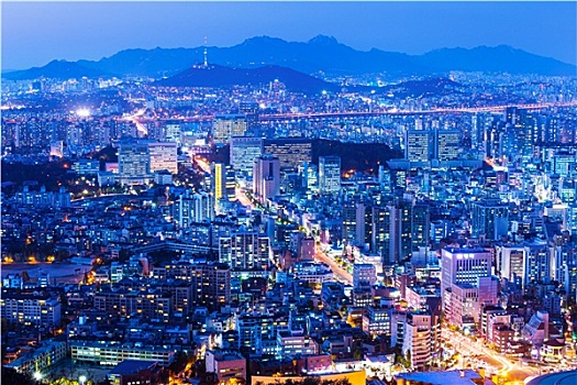 首尔,城市,夜晚