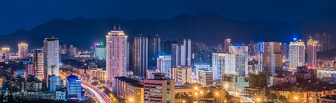 福建省福州市城区夜晚高楼建筑环境景观