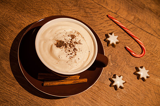 杯子,卡布奇诺咖啡,圣诞装饰
