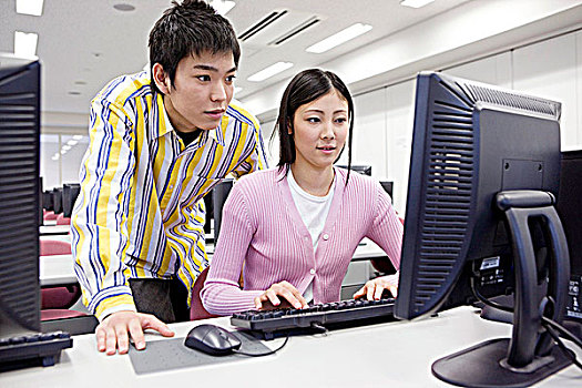 日本人,女学生,操作,电脑