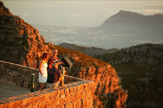 享受,日落,桌山,开普敦,南非