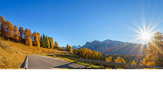 山路,太阳,秋天,维戈,白云岩,特兰提诺阿尔托阿迪杰,南蒂罗尔,意大利,欧洲