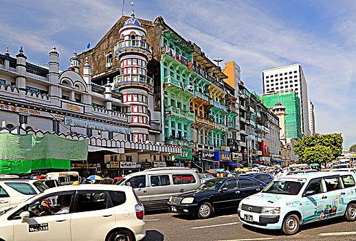 殖民建筑,市区,仰光,缅甸