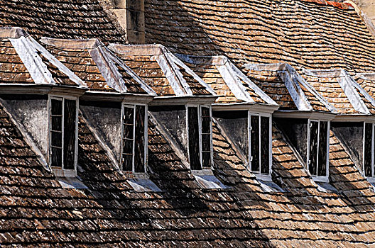老,屋顶,窗户,风景,花园,凯特林,北安普敦郡,英格兰,英国,欧洲