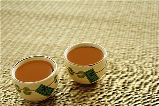 静物,两个,杯子,中国茶