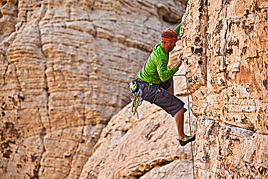 男性,攀登,红岩,拉斯维加斯,内华达,美国