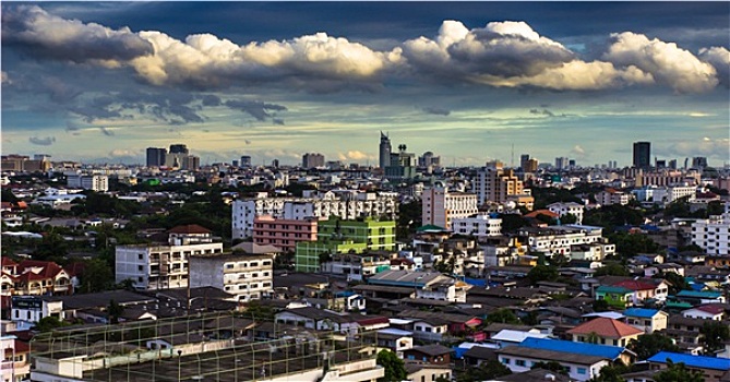 气氛,建筑,城市,晚间,上面,风景,曼谷,泰国