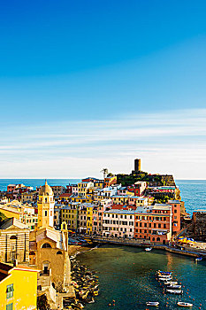 彩色,房子,海洋,维纳扎,五渔村,世界遗产,省,拉斯佩齐亚,利古里亚,意大利,欧洲