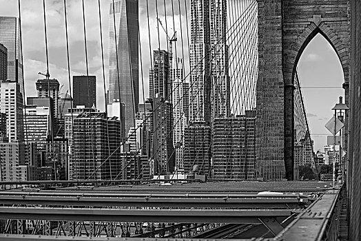风景,布鲁克林大桥,摩天大楼,纽约,美国