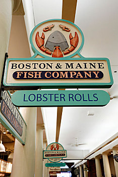 标识,波士顿,缅因,鱼,公司,芬紐堂集市,市场,马萨诸塞,美国,北美
