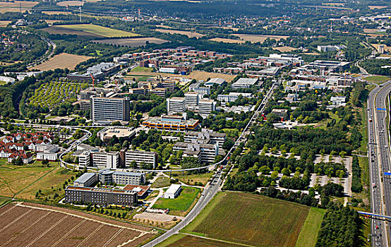 航拍,大学,多特蒙德,鲁尔区,北莱茵威斯特伐利亚,德国,欧洲