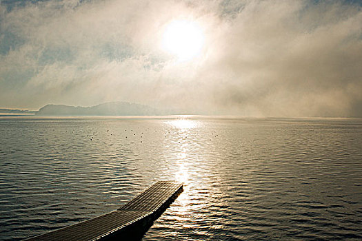 日出,上方,湖,马焦雷湖,意大利
