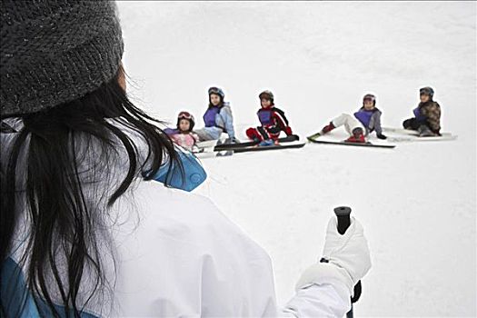 女人,培训,学生,滑雪,学校,不列颠哥伦比亚省,加拿大