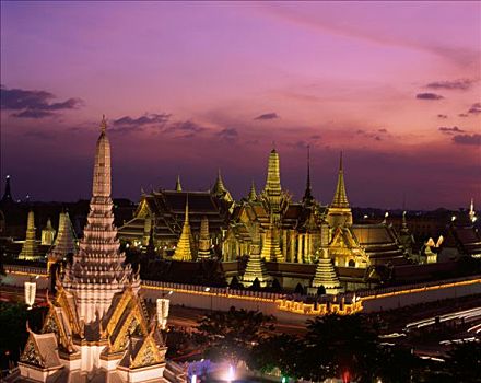 大皇宫,玉佛寺,夜景,曼谷,泰国