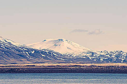 雪,山,海洋,冰岛