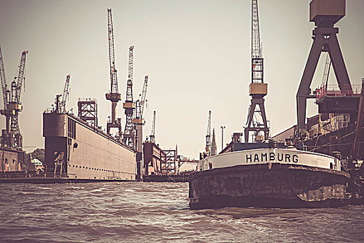 港口,旅游,汉堡市,风景,码头