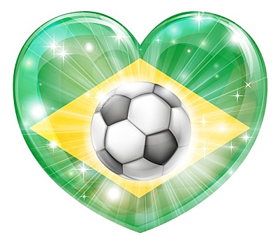 巴西,足球,心形,旗帜
