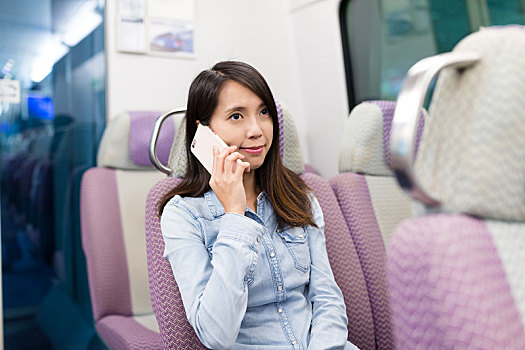 女人,交谈,手机,列车