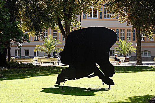 阴影,影子,雕塑,2004年,坏,水疗,花园,贝希特斯加登,陆地,地区,上巴伐利亚,德国,欧洲